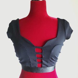 Bebe Short Sleeve Crop top (Black) Size Small